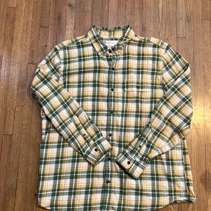 Gap Mens green plaid button up flannel shirt XL
